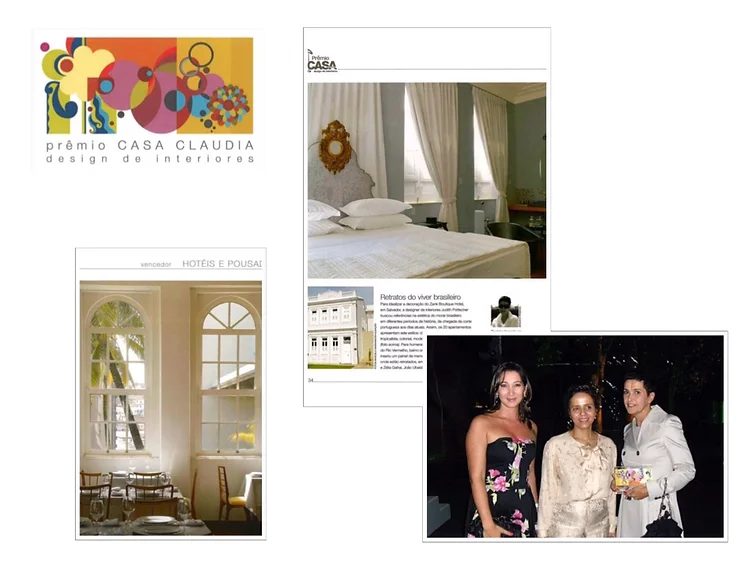 Páginas do Prêmio Casa Claudia Design de Interiores apresentando o Zank Hotel como vencedor na categoria Hotéis e Pousadas
